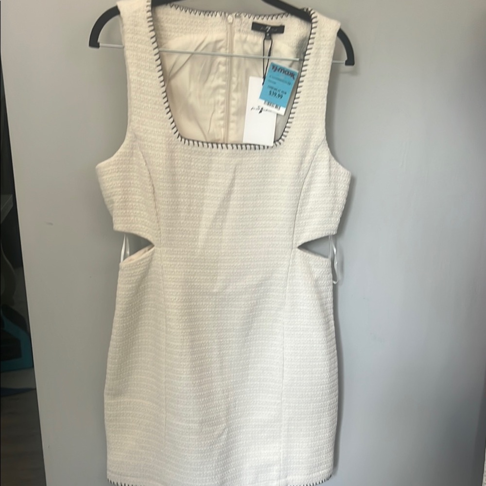 7 For All Mankind Cream Sheath Mini Dress